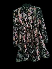 Blurred Animal Printed Button up Shirt Dress UF363