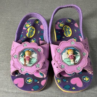 Vintage Polly Pocket Kids Size 10 Slip-On Sandals Purple/Pink 