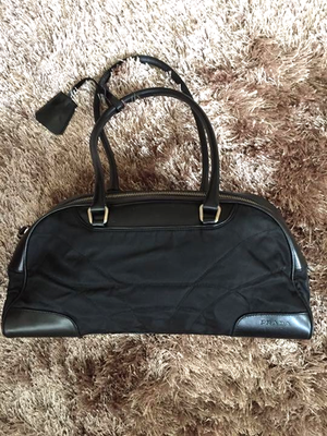 PRADA Shoulder Bag Mini Bowling Boston 00s Archive Black Nylon and