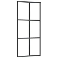 Glass Door Interior Sliding Barn Door ESG Glass and Aluminum Black vidaXL