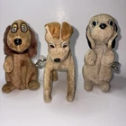 Vintage Marx Flocked Furry Windup Dog Shaped Toys Set of 3 MCM Japan 60’s Read