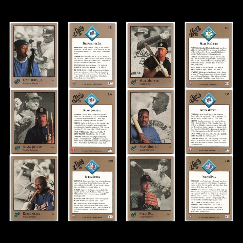 1992 年工作室套装 51 张棒球卡 Ken Griffey Jr. 西雅图水手队近乎完好美国职棒大联盟套装 — 第 3/4 张图片