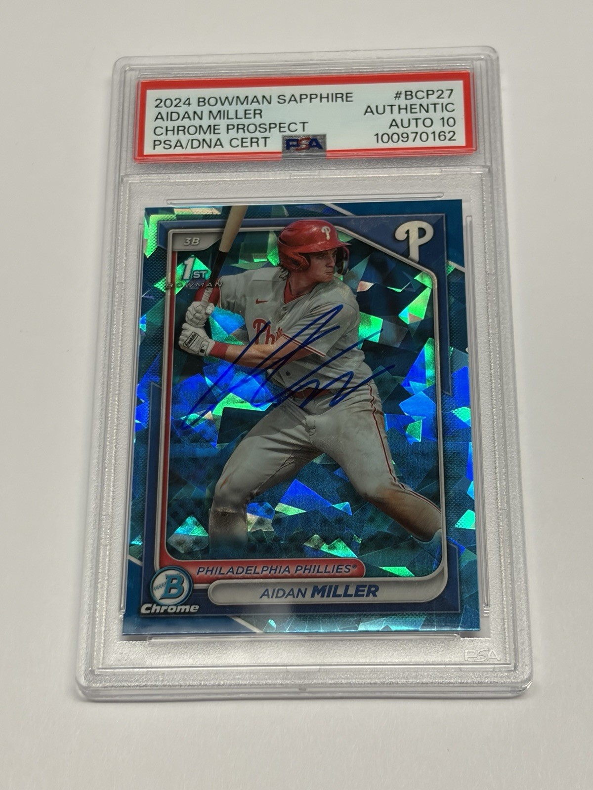 2024 Bowman Chrome Aidan Miller Chrome Sapphire Auto 1st #BCP-27 PSA 10 Auto