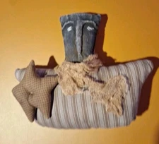 Primative Vintage Handmade Doll with Star Decor Signed 2006