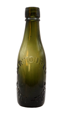 ''Marston's, Burton-On-Trent'' - antike oliv-grüne Glasbierflasche, um 1900~