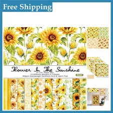 Sunflower Pattern Scrapbook Paper Pack - 24 Sheets of 6x6 Decorative Cardstock