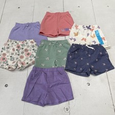 Pekkle Shorts Girls 4T Multicolor Sweat Elastic Waist Floral Butterfly 7 Pack