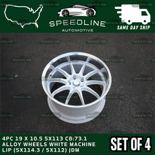 4pc 19 X 10.5 5x113 Cb73.1 Alloy Wheels White Machine Lip 5x114.3 5x112 Jdm