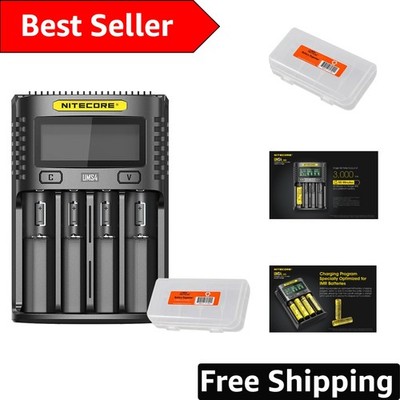 Intelligent 4-Slot USB-C Battery Charger with LCD, Compatible with AA AAA & More