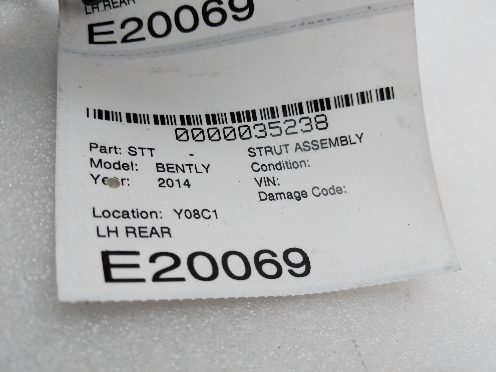 14-19 Bentley Left Rear Strut  4W0616001 4W0616001A 4W0616001B OEM 35K MILES