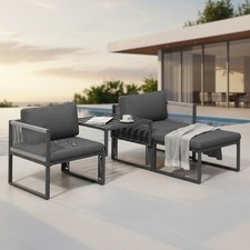 Sitzgruppe Aluminium Lounge Balkonset wetterfest Anthrazit Tisch Gartenliege
