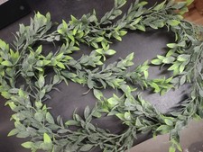 6 foot Retro Plastic Greenery Garland, Italian Ruscus Foliage, Six Feet Long