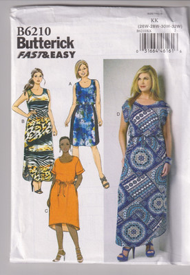 6210 BUTTERICK - Loose Pullover DRESS - Sz 26/28/30/32W