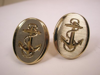 Anchors Two Tone Vintage Cuff Links navy naval shipping merchant marine