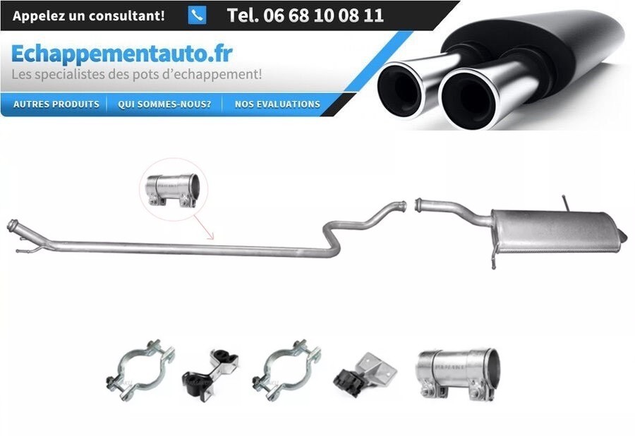 Échappement central 1717GY et silencieux 173098 Peugeot 5008 1.6 HDi