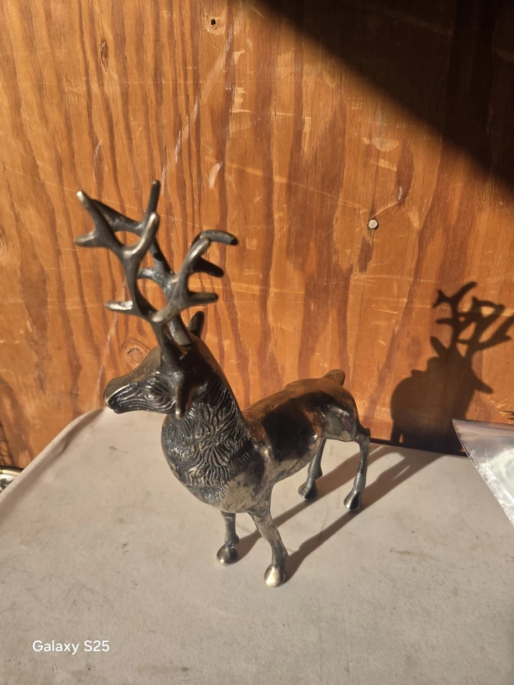 Ciervo Buck grande vintage de latón 8x10 Foto 2 de 3