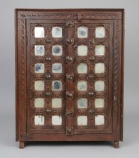 Credenza in Legno Recuperata Torta Indiana Cassaforte Antistress Rustico Vetrinetta Scaffale