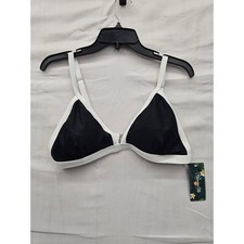 Blooming Jelly Womens Triangle Bikini Top Black Nylon Blend Beach Size Large