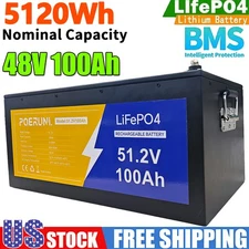 100Ah 48V LiFePO4 Lithium Battery Deep Cycle Built-in BMS For Golf Cart Solar RV