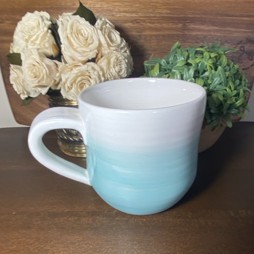 Suite One Studio Handmade Ceramic Coffee Mug White Light Blue Signed 4in - Bild 9 von 9