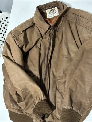 VTG Global Identity G-III Brown Leather Bomber Jacket Mens Size 18