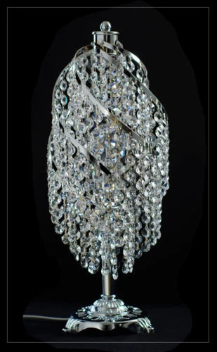 Lampada Da Tavolo In Cristallo Reale Per Comodino O Scrivania Oro O Argento - Immagine 2 di 2