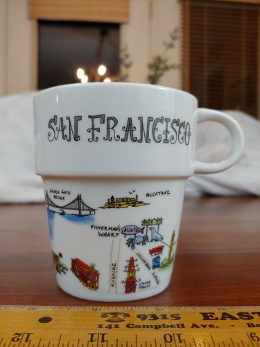 World Market "San Francisco" City Stackable Stoneware Ceramic Mug Cup Travel - Picture 5 of 6