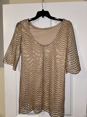 ark and co gold sequin dress & Women's Scalloped Size S Beige Black/Gold