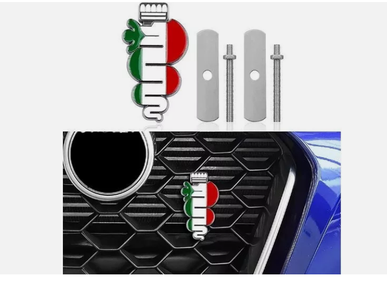 For Alfa Romeo Front Grill Badge Hood Emblem Bonnet Decal Logo Italian Flag NEW