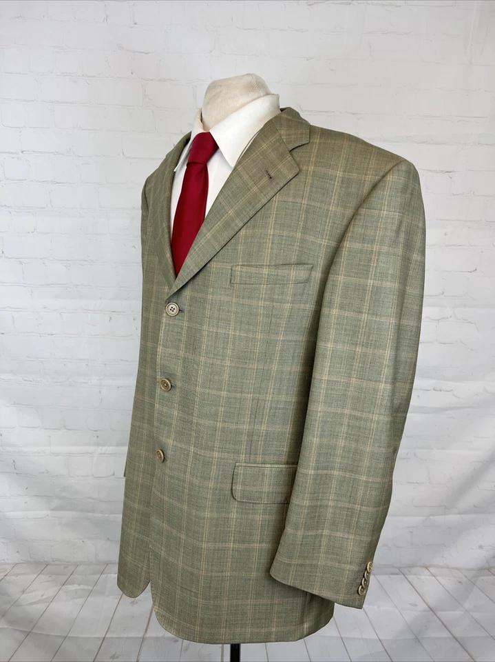 Blazer de lana a cuadros beige ZEGNA CLOTHE Coppley para hombre 44R $1,895 Foto 3 de 4