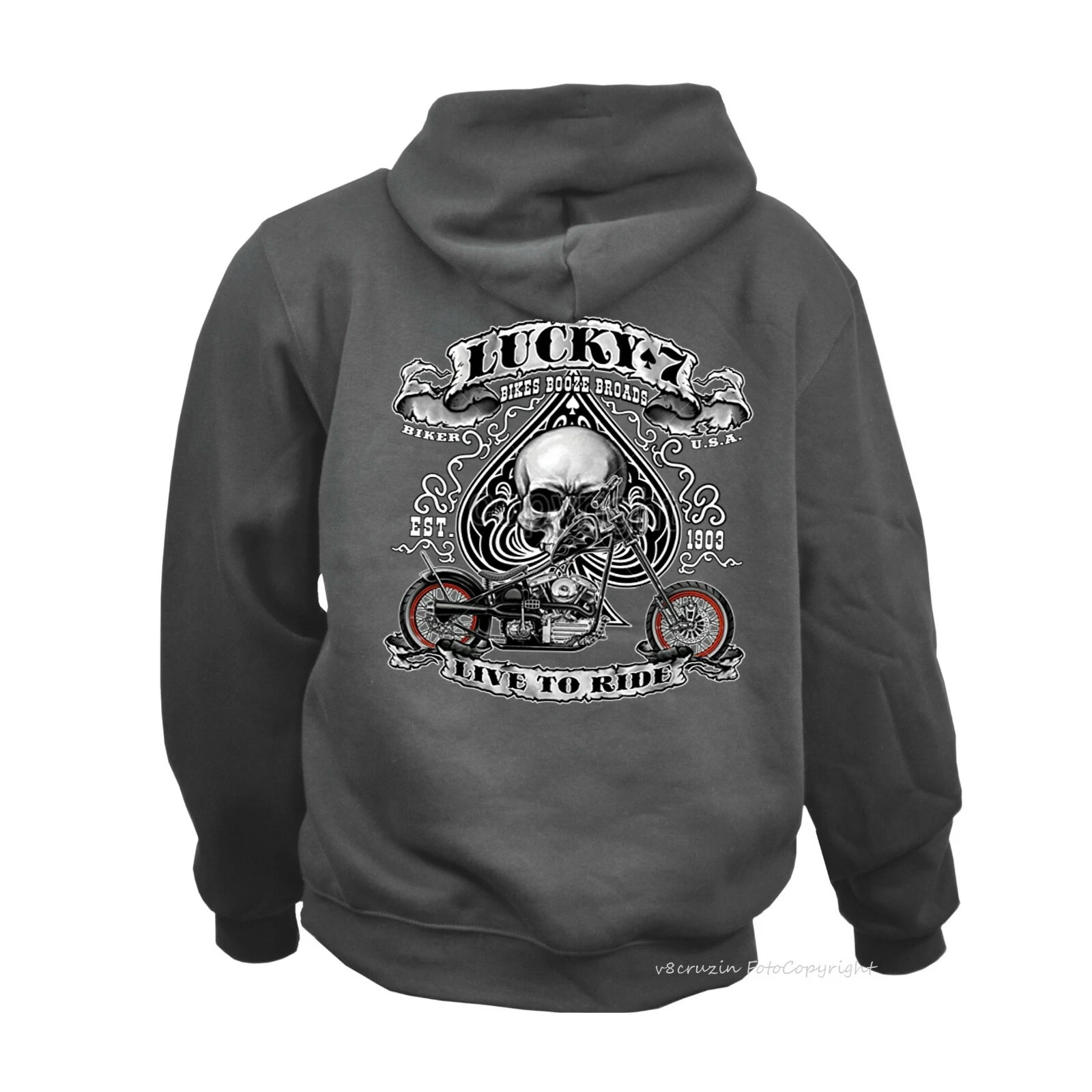 SACAI Felpa moto motociclista classica HD Chopper felpa con cappuccio felpa con cappuccio *4240 grigia