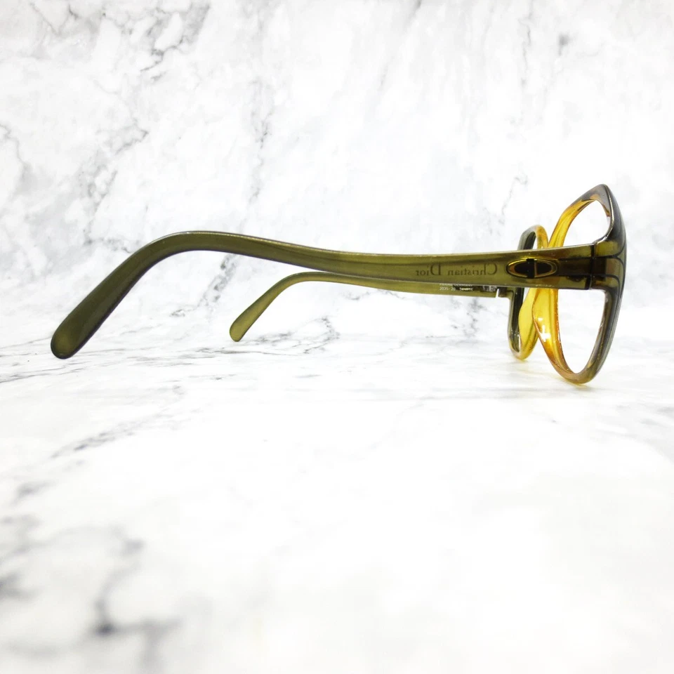 Christian Dior 2035 20 Anteojos Verde Amarillo Redondo Borde Completo Monturas 54-14-130 Foto 4 de 4