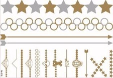 Temporary Flash Disposable Tattoo Classic Gold Silver 10-teilig Bracelet New Wow