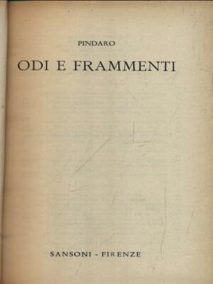 HOD UND FRAGMENTE ERSTE AUSGABE PINDARO SANSONI 1956 \