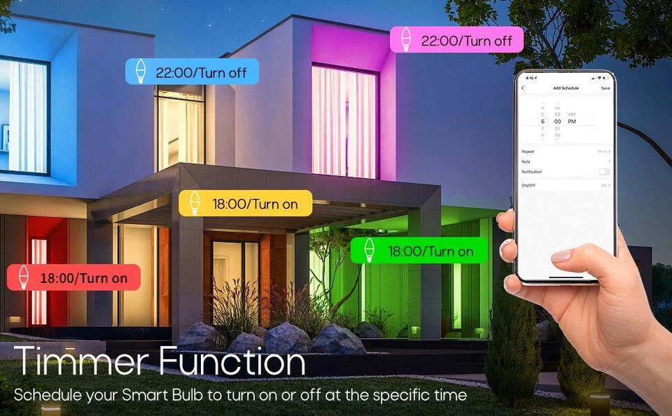 2 pc WiFi Smart Candle LED Light Bulbs E12 5W Dimmable RGB Color Changing Bulb - Image 4 of 4