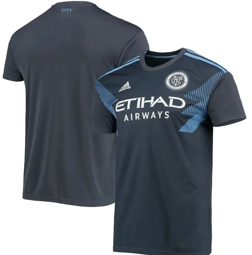 New York City FC Mens Large Jersey Kit Adidas Gray Away 2018