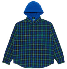 NEW Supreme 23AW TARTAN FLANNEL HOODED SHIRT Long sleeve Shirt L Blue