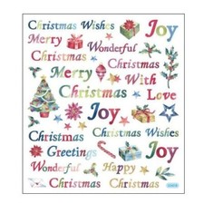 Crafts Stickers Christmas Wishes Colorful Wonderful Happy Merry Joy Holly Tree