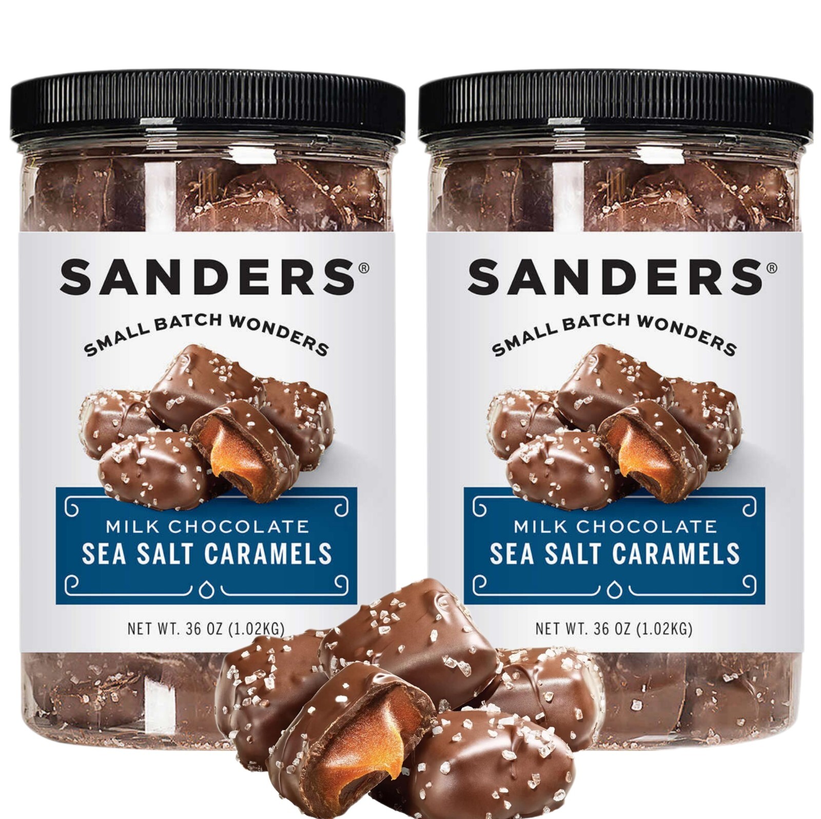 Sanders Milk Chocolate Salted Caramel Candy Sea Salt Caramels, 36 oz