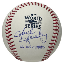 David Hensley Signed 2022 World Series ROMLB Baseball w/ 22 WS Champs PSA COA