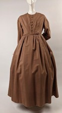MUSEUM QUALITY ANTIQUE CIVIL WAR 1860 S LIGHT BROWN WOOL DRESS