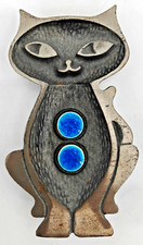 Gusseisen Metall Katze Aschenbecher Trinket Dish Japan Vintage Mid Century 70er