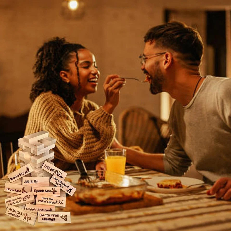 Adult Couples Jenga Wood Tumbling Tower Game Stacking Block Tower Game Date Toy - image 3 of 4
