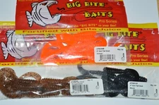 3 bags assortment big bite baits 3" curl tail bass grub black pumpkinseed orange