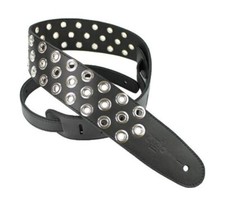 DSL EB25-15-1 2.5in Metal Eyelet Quality Leather Guitar strap, Black