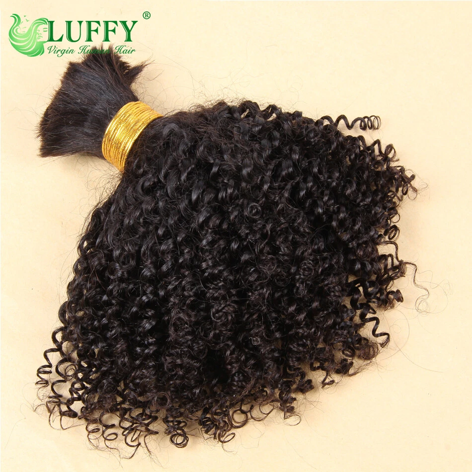 Cabello humano rizado mongol a granel rizado cabello humano a granel para trenzar sin trama Foto 4 de 4