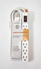 Just Vertical 6 Outlet Power Strip 5' Cable 3 Prong White 15A 125V 60Hz 1875W