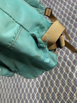 Vintage 90s LL Bean Backpack Teal Green Nylon Leather Bottom Book 