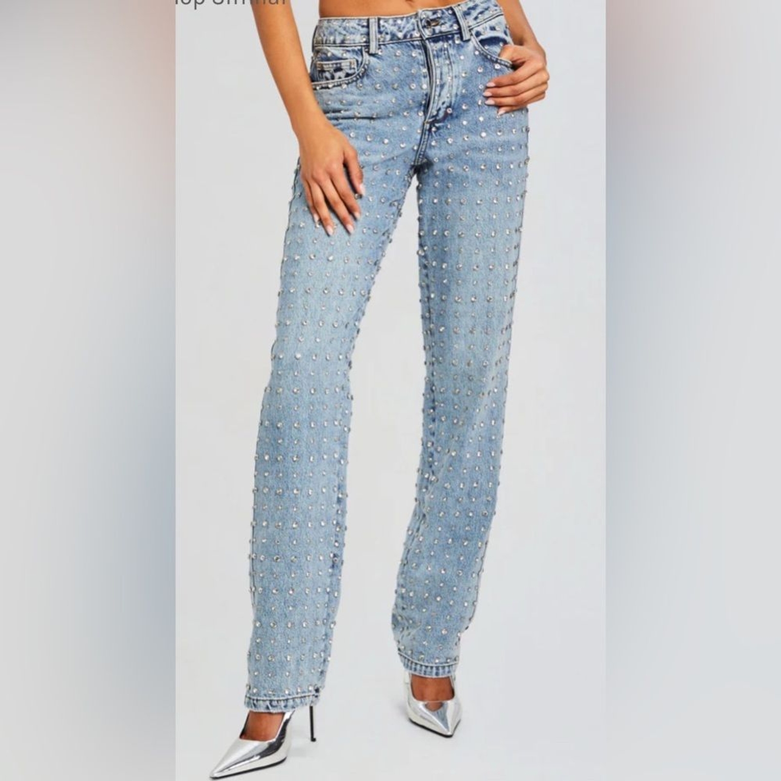 RRP US$1,698 NEW Retrofete Vero embellished denim pants US26 image 2
