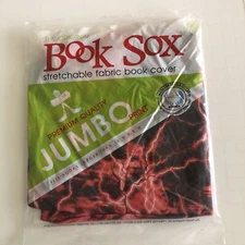 Book Sox Stretchable Book Cover: Jumbo Red Lightning NEW